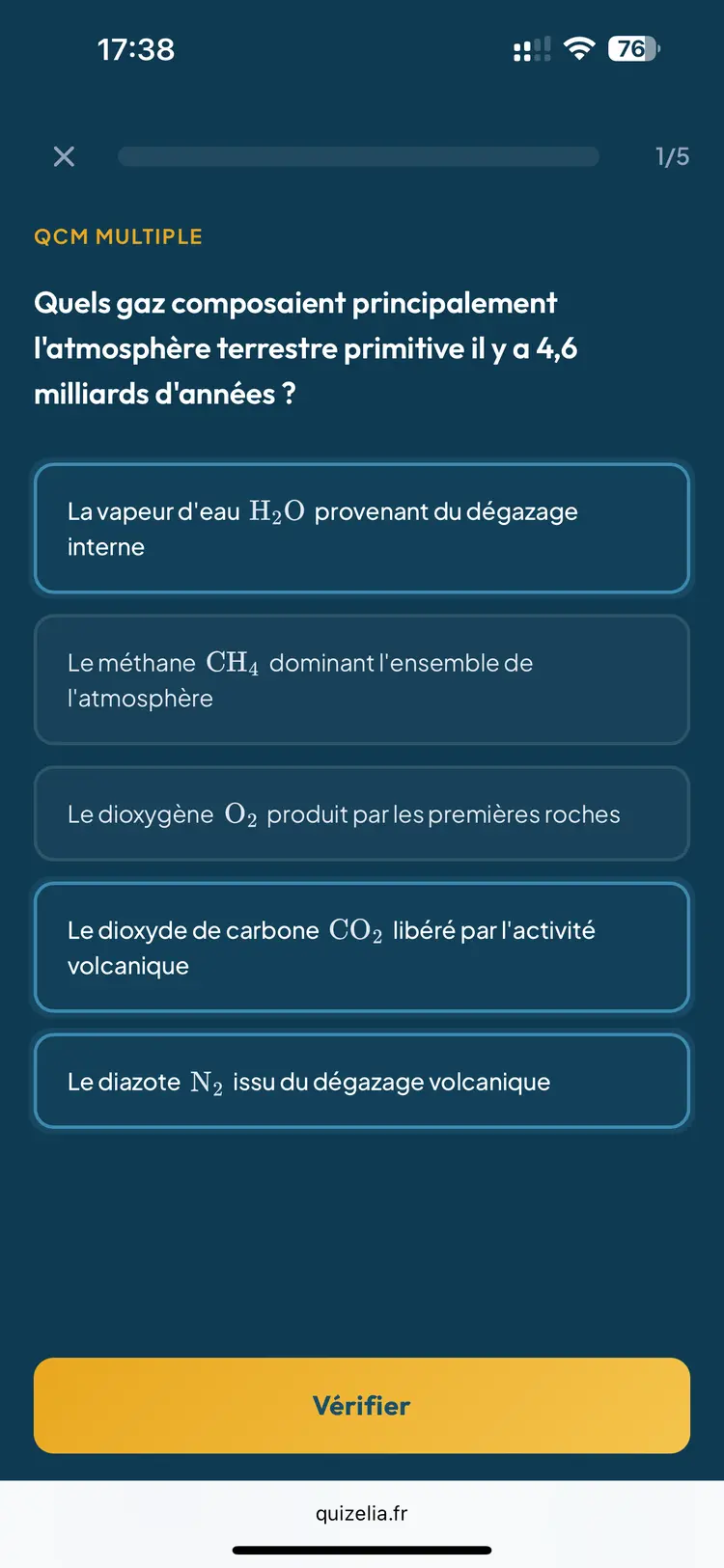 Quiz Enseignement Scientifique Terminale — QCM : Quels gaz composaient l'atmosphère terrestre primitive ?