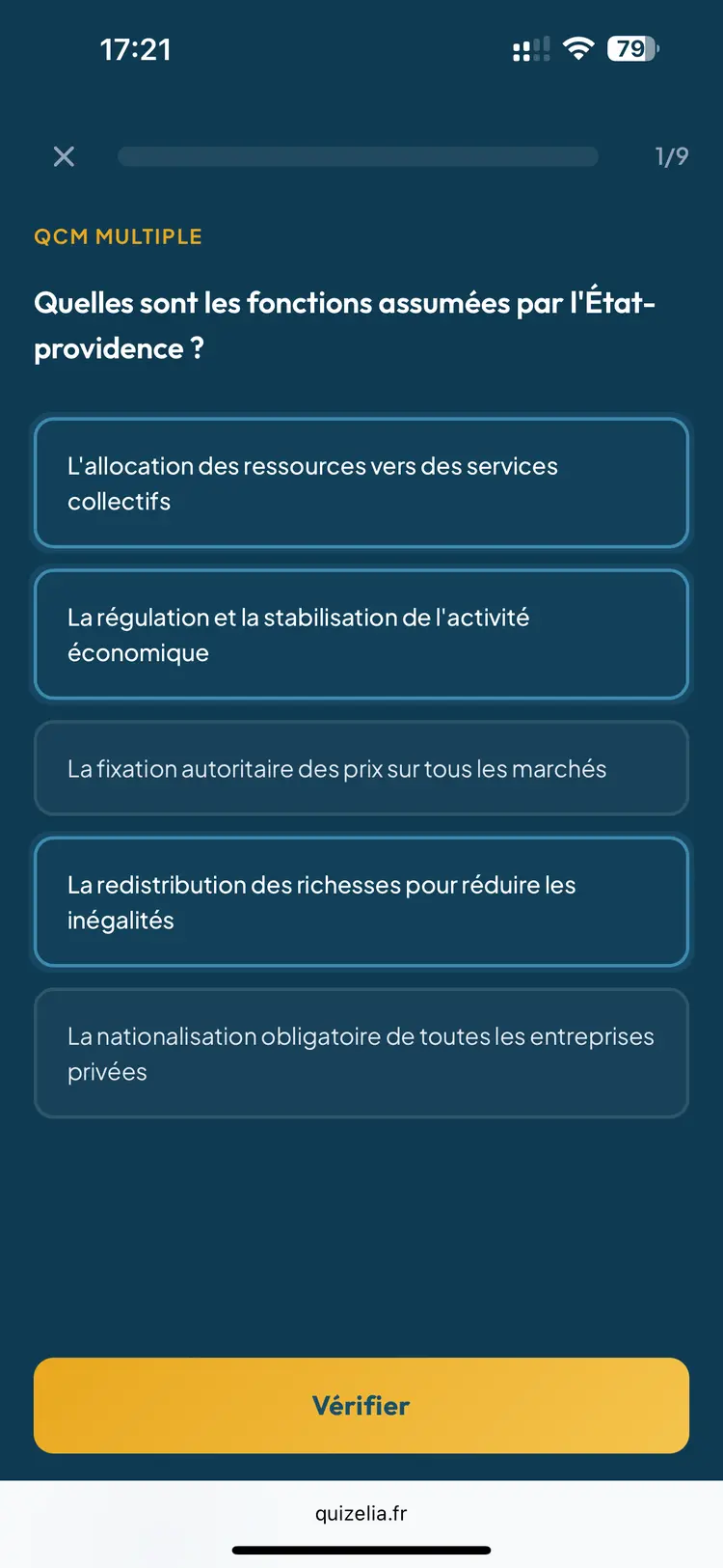 Quiz Économie STMG — QCM : Quelles sont les fonctions assumées par l'État-providence ?