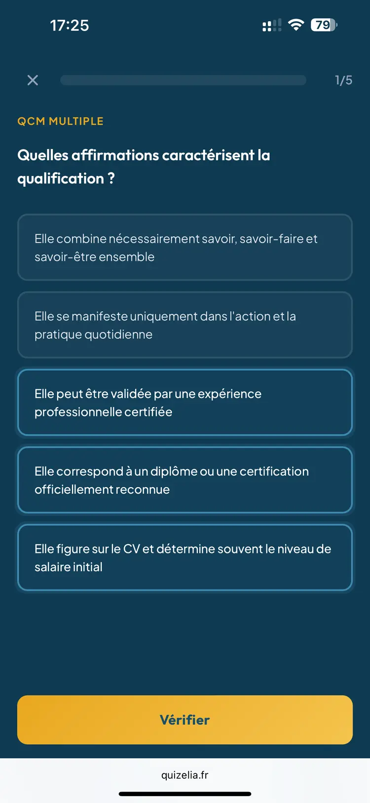 Quiz RH Communication STMG — QCM : Quelles affirmations caractérisent la qualification ?